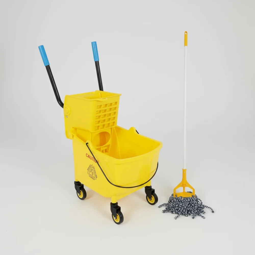 

35 Quart Commercial Mop Bucket with Wringer, Industrial Mop Set for Schools Offices Hotels - No Frequent Water Changes