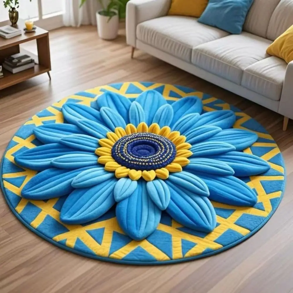 Special-shaped Sunflower Carpet Non-slip Soft Flower Carpet Absorbent 60x60cm Door Gasket for Living Room Tea Table Bedside