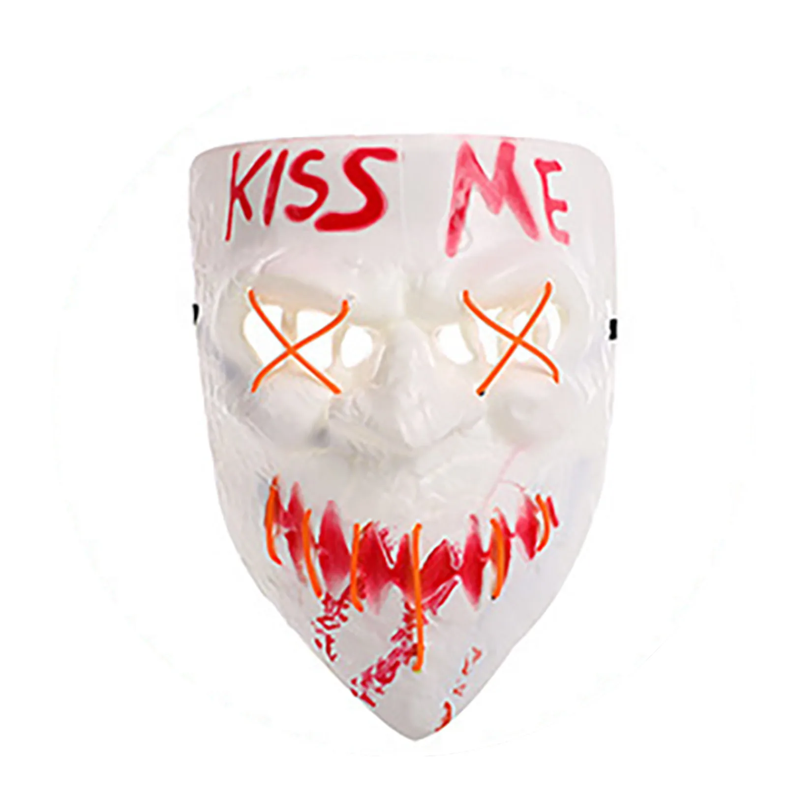 Maska dla dorosłych i dzieci, podświetlana, przerażająca, wielokrotnego użytku, rekwizyt na Halloween z efektami upiornej LED do cosplayu, na festiwale i jako akcesorium na imprezy.