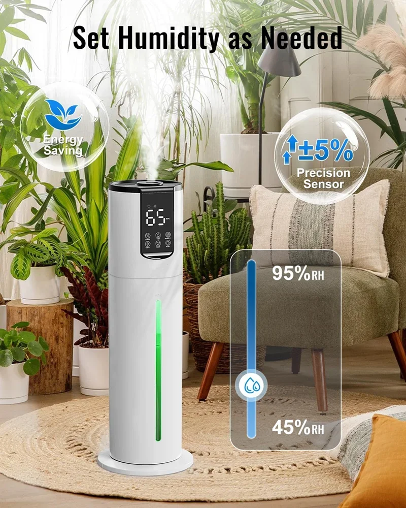 

Smart Ultrasonic Humidifier 8L Top-Fill Ultra Quiet for Baby Room & Bedroom Auto Shut-Off Large Tank Air Humidifier