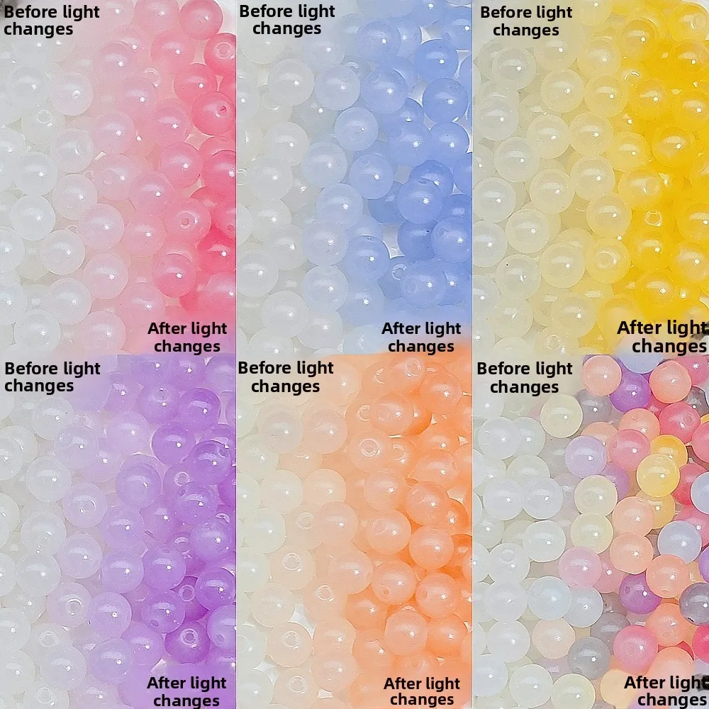 50PCS UV Sunlight Color Changing Glass Beads Luminous Jade Round Loose Spacer Beads for DIY Bracelet Necklace Jewelry Making image 4
