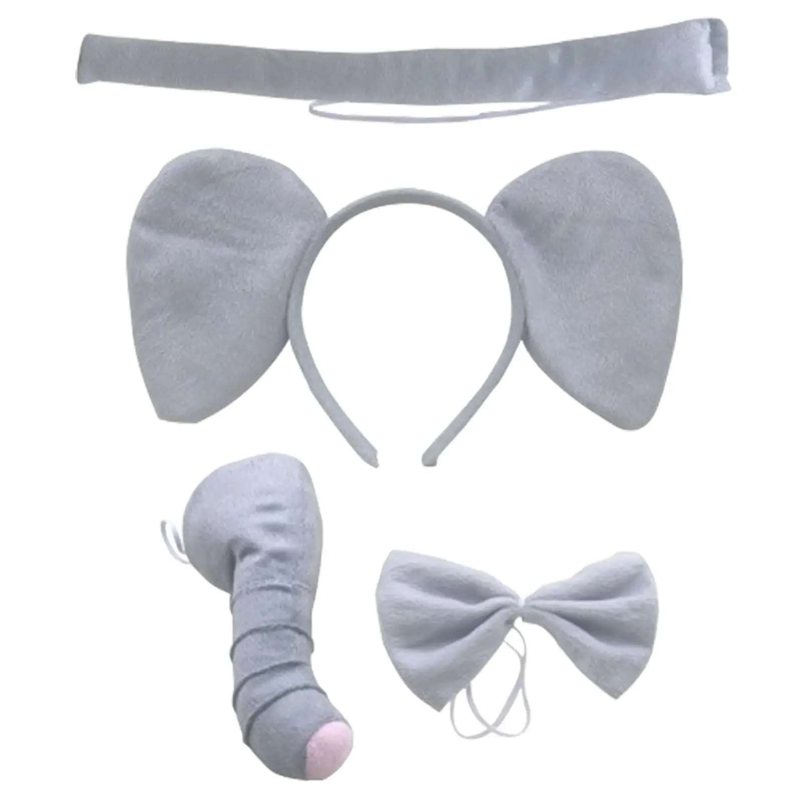 Elephant Ears Headband Nose Bow Tie Tail Skirt for Stage Performance