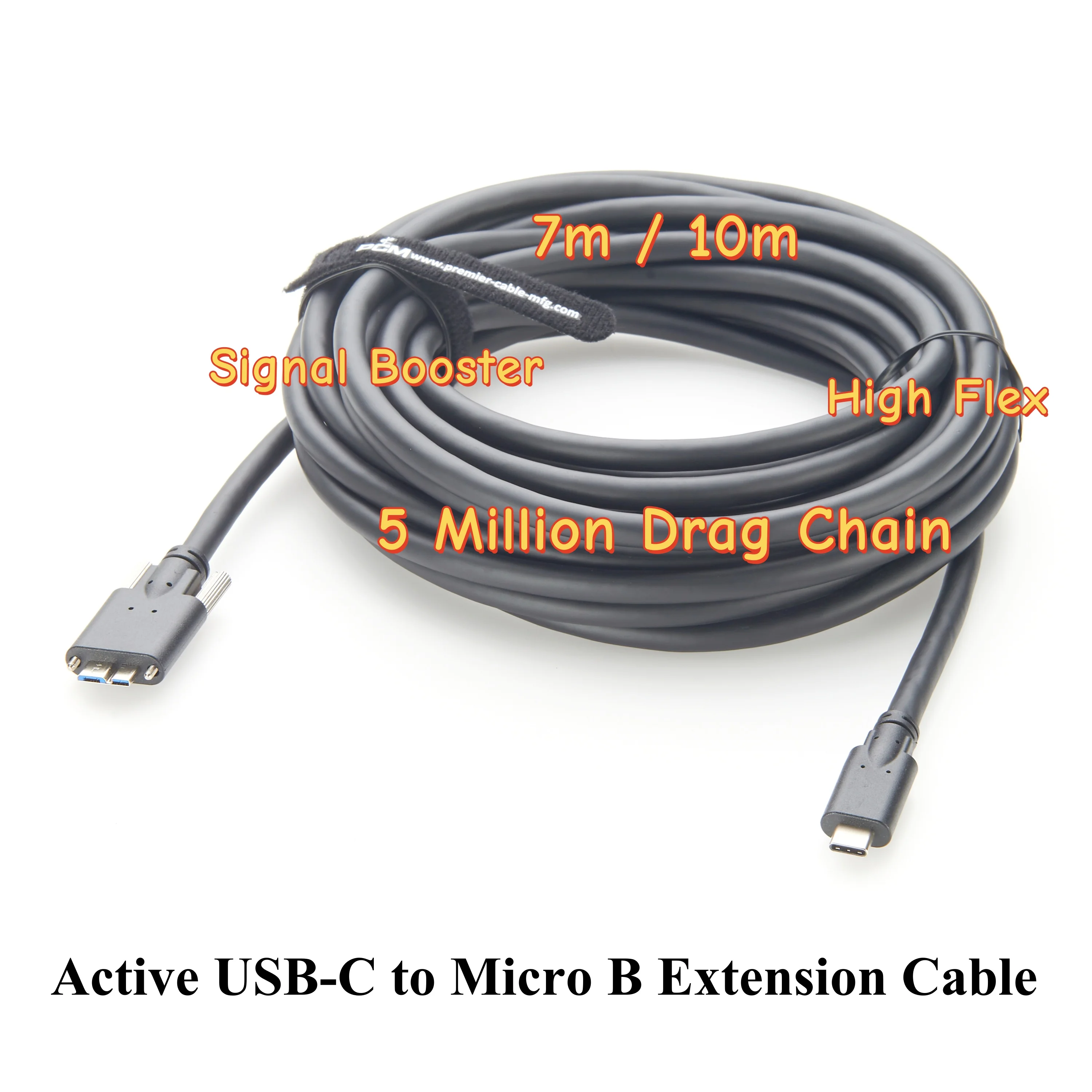 Active USB Industrial Camera Cable Screw Panel Mount USB3.0 Micro B to USB3.1 C High-Speed Active Signal Amplifier Booster Cable