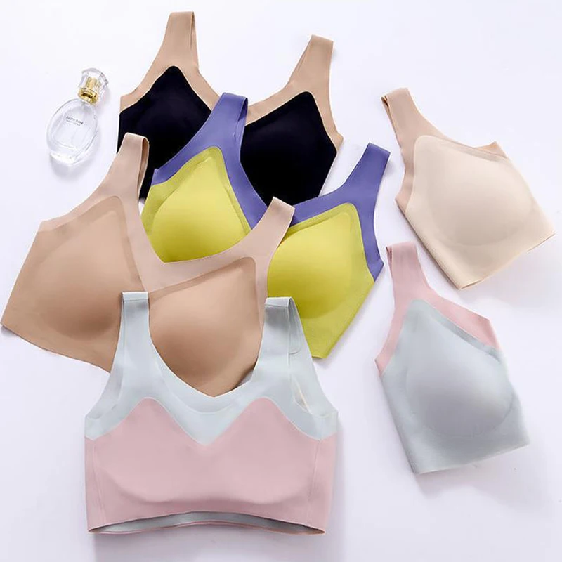 Women Contrast Color Sports No Trace Underwear Summer Comfortable No Wire Bra