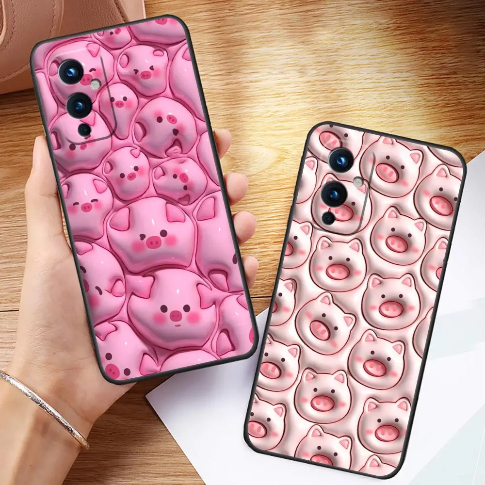 

_3D Effect Floor Plan Pig Flower Phone Case For Oneplus 11 10 9 8 8T 7 7T 6 6T ACE 2V NORD CE 2 3 5G Pro Case Funda Coque Shell