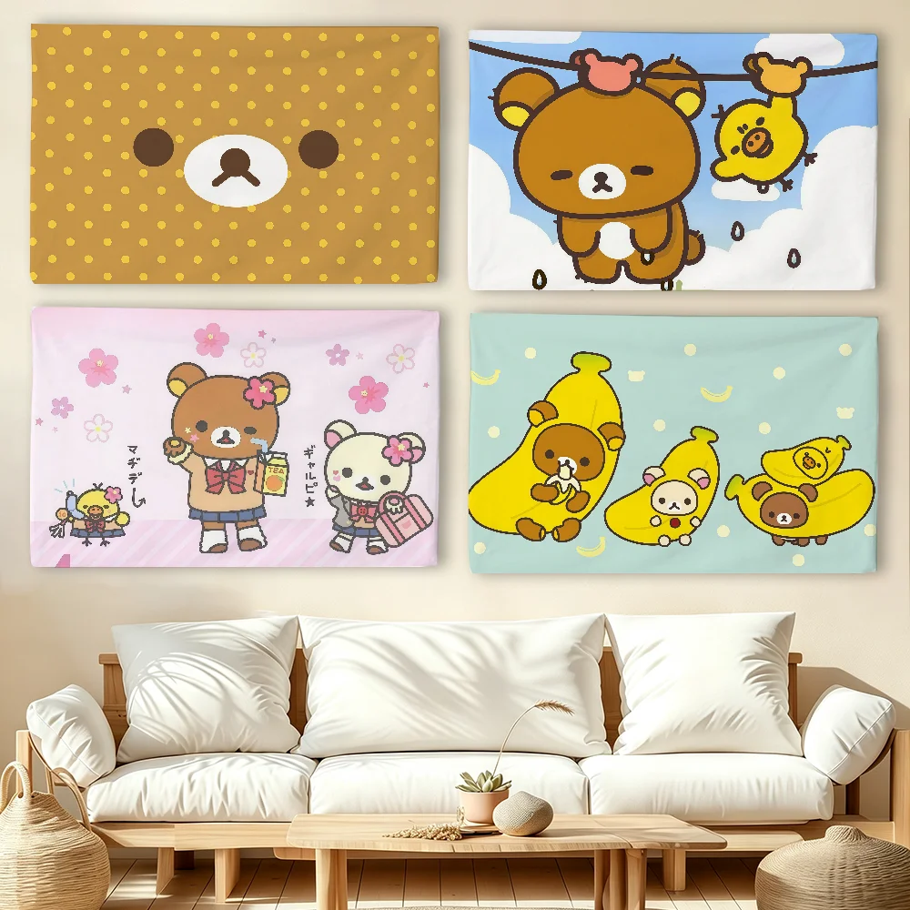 Cartoon cute R-Rilakkuma flag For Living Room Home Dorm Decor Wall Outdoor Camping Party Banner Gifts