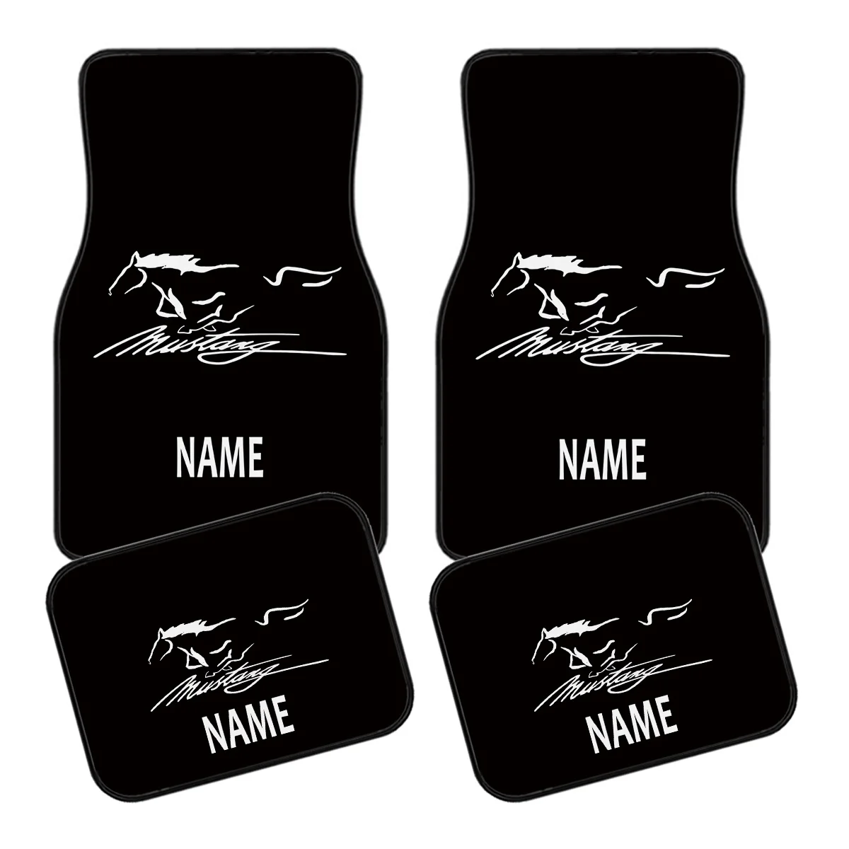 4pcs Customizable Name Car Floor Mats With Classic Galloping Horse Themed Print - The Perfect Gift For Men/Women - Easy-to-Clean