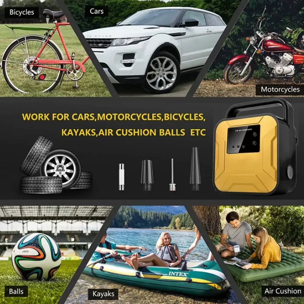 12 فولت سيارة كهربائية منفاخ لإطارات السيارة 150PSI مضخة ضاغط الهواء المحمولة شاشة ديجيتال منفاخ لإطارات السيارة مع الإضاءة في حالات الطوارئ
