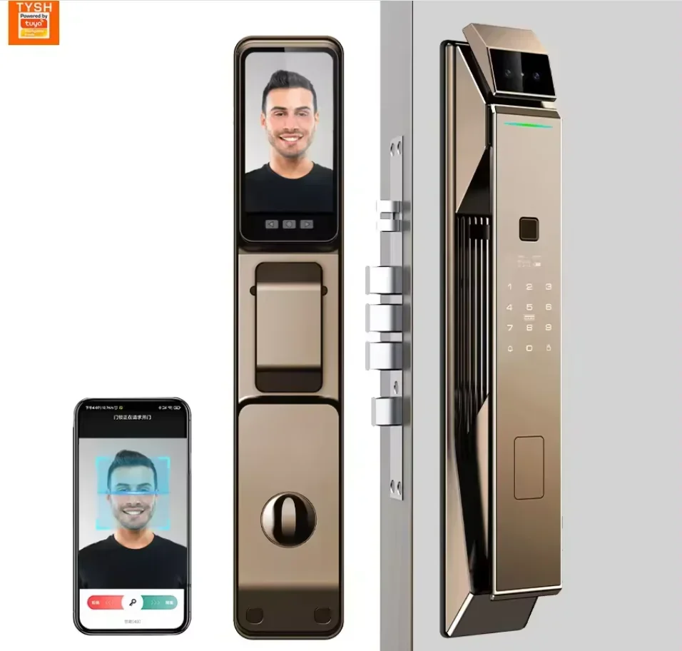 Wifi 3d Face Recognition Smart Door Lock with Camera  Biometric Fingerprint Security Fully Automatic Smart Lock TYPE-C Port