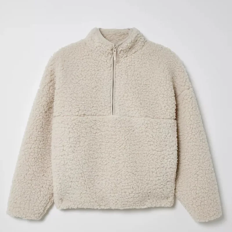 2026 New European And American  Fashion Faux Lamb Wool Solid Color Plush Stand-Up Collar Loose jacket jackets men