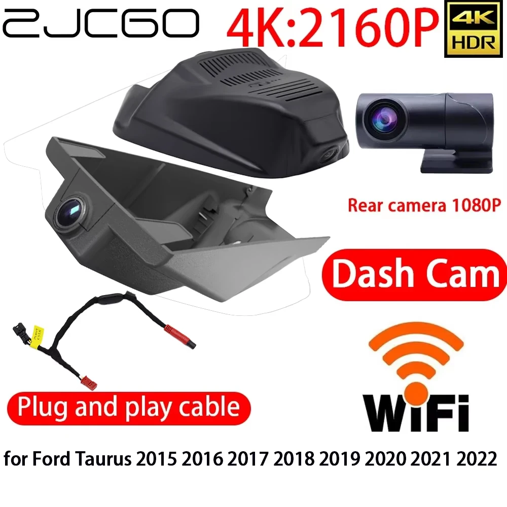 ZJCGO 4K Car DVR Dash Cam Wifi Front Rear Camera 24h Monitor for Ford Taurus 2015 2016 2017 2018 2019 2020 2021 2022