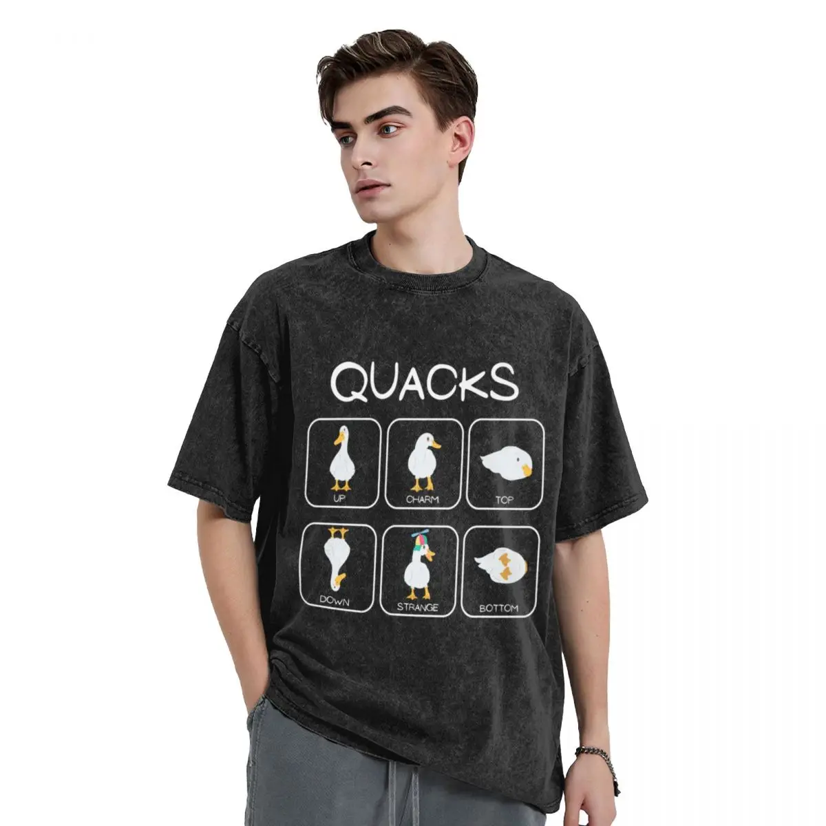 

Quacks, Subatomic Particles Pun T-Shirt graphic t shirts graphic t shirt vintage baggy shirts men t shirts high quality
