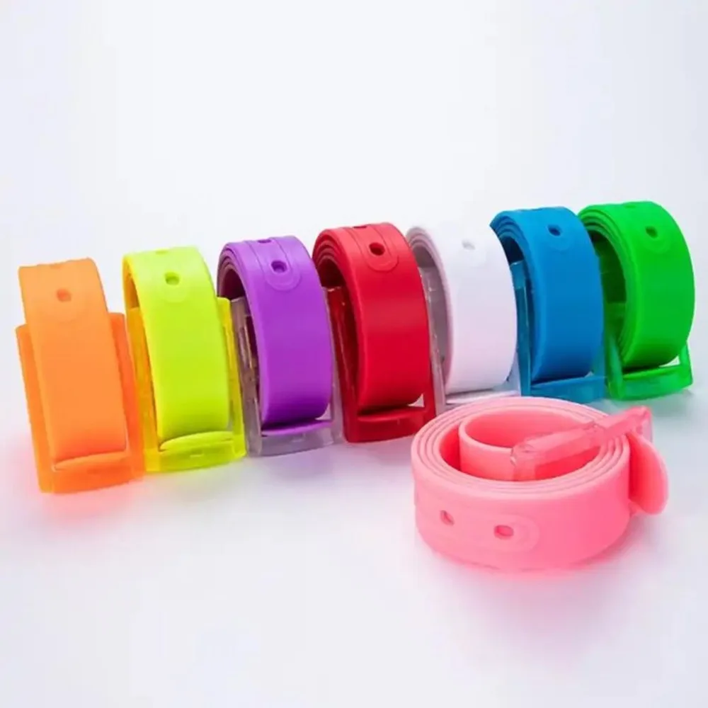 Simple Anti Allergy Silicone Pin Buckle Belt Colorfulful Chic Trouser Jeans Belt Street Casual Candy Color Waistband Unisex