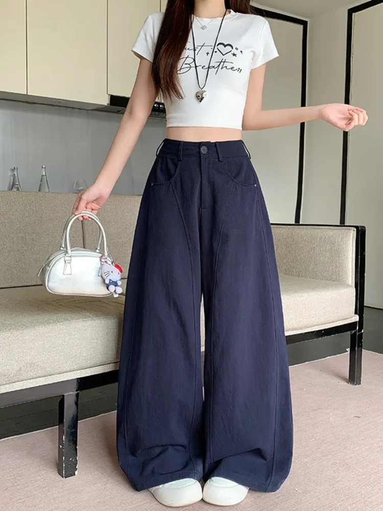 

High Waist Wide Leg Pants Casual Summer Style Women's Loose Floor-Length Slimming Casual Trousers Harlan Pants Straight Leg