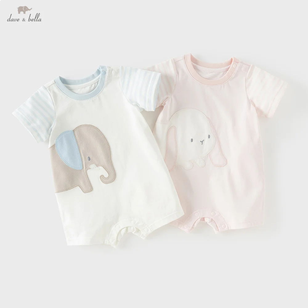 Dave Bella Baby Boy Romper Newborn Summer Jumpsuit Children Casual Creeper Pure Cotton Short Sleeve Fashion Knitted DB2262428