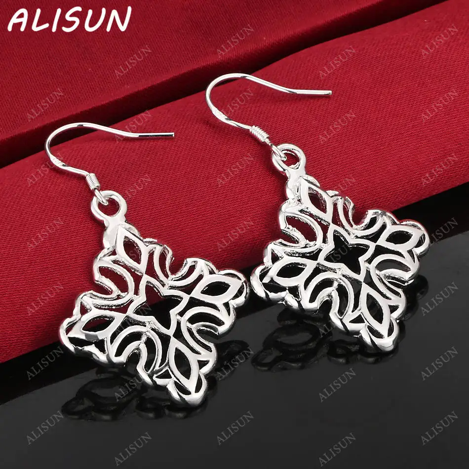

ALISUN 925 Sterling Silver Retro Rhombus Earrings Drop Earrings Fashion Jewelry Charm Grace Noble Wedding Accessories