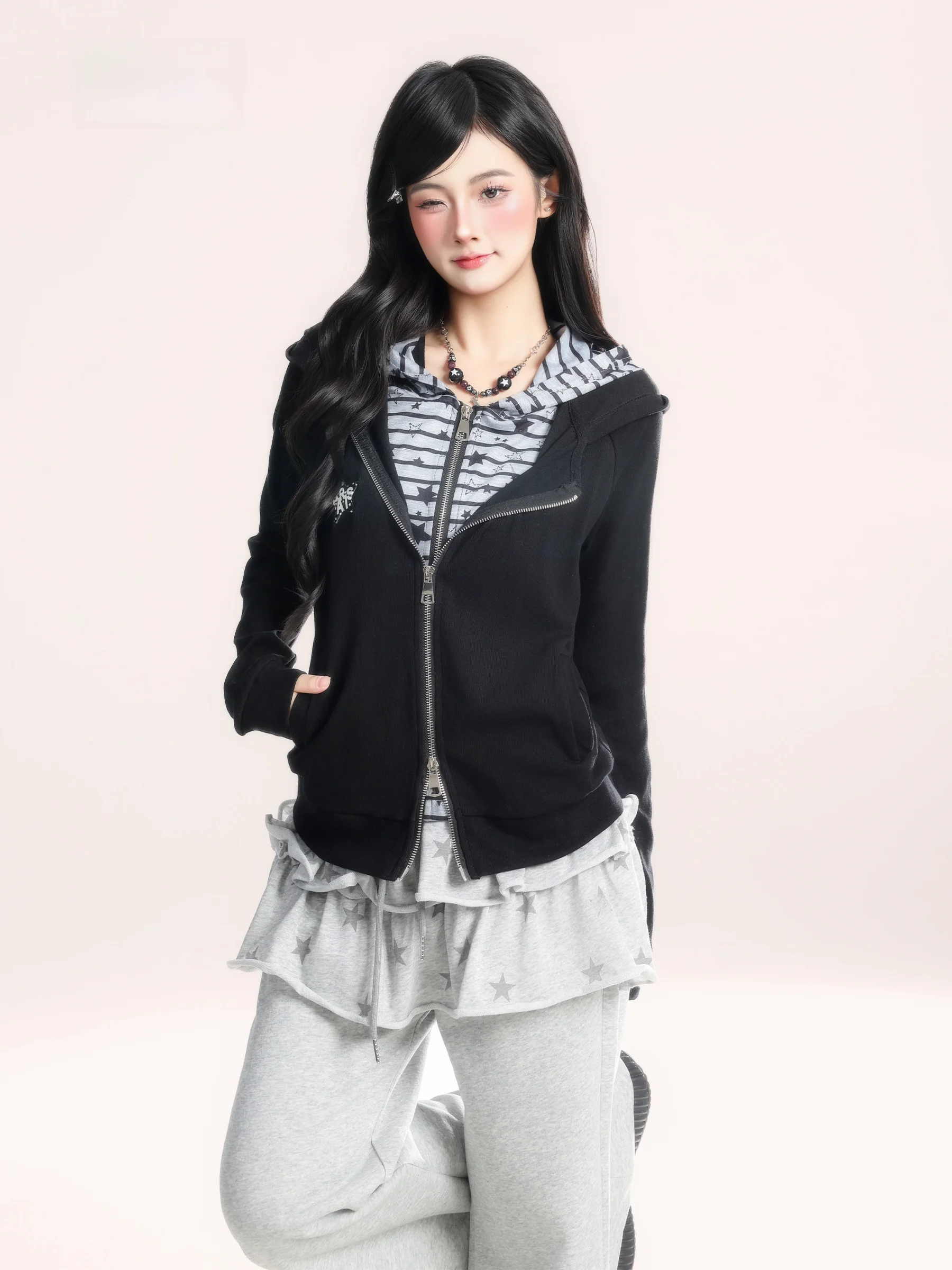 

Американская ретро-толстовка с принтом звезд, женская, с коротким рукавом, весенняя новинка, в полоску, повседневная, удобная, из смесового хлопка