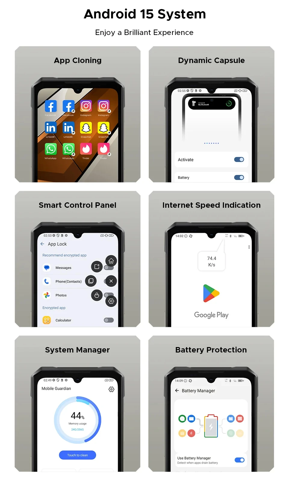 DOOGEE S200 Max Rugged Phone 6.72” 120Hz 1.32" Rear Display Telephon Portable 36GB+512GB 22000mAh 66W Smartphone Android 15 NFC