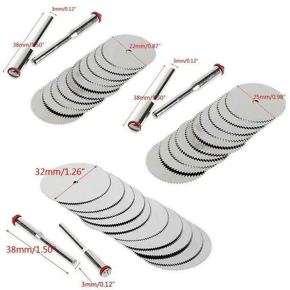 12pcs/Set Woodworking Plastic Saw Blade Stainless Steel Small Cutter Mini Carbon Steel Circular Saw Disc With Mandrel Power Tool