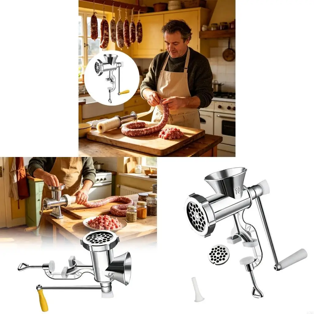 37ME Manual Processor With 3 Sausage Filling Attachments For Beef Pork Chicken Fish And Low Moisture Vegetables Like toll