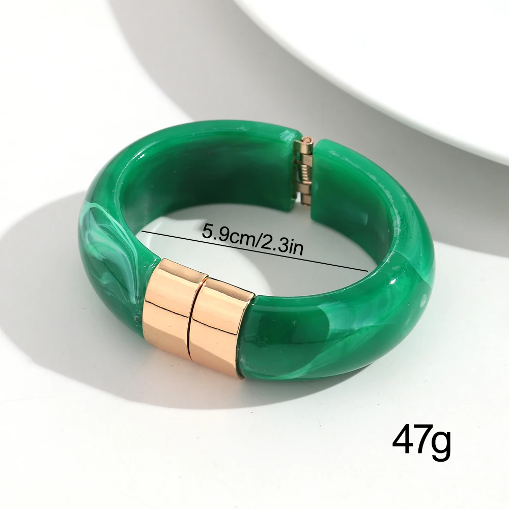 Modische Bunte Harz-Armreifen aus Edelstahl, Wasserdicht, Klobige Armbänder für Damen, Schmuckgeschenk 2026 – Detail 1