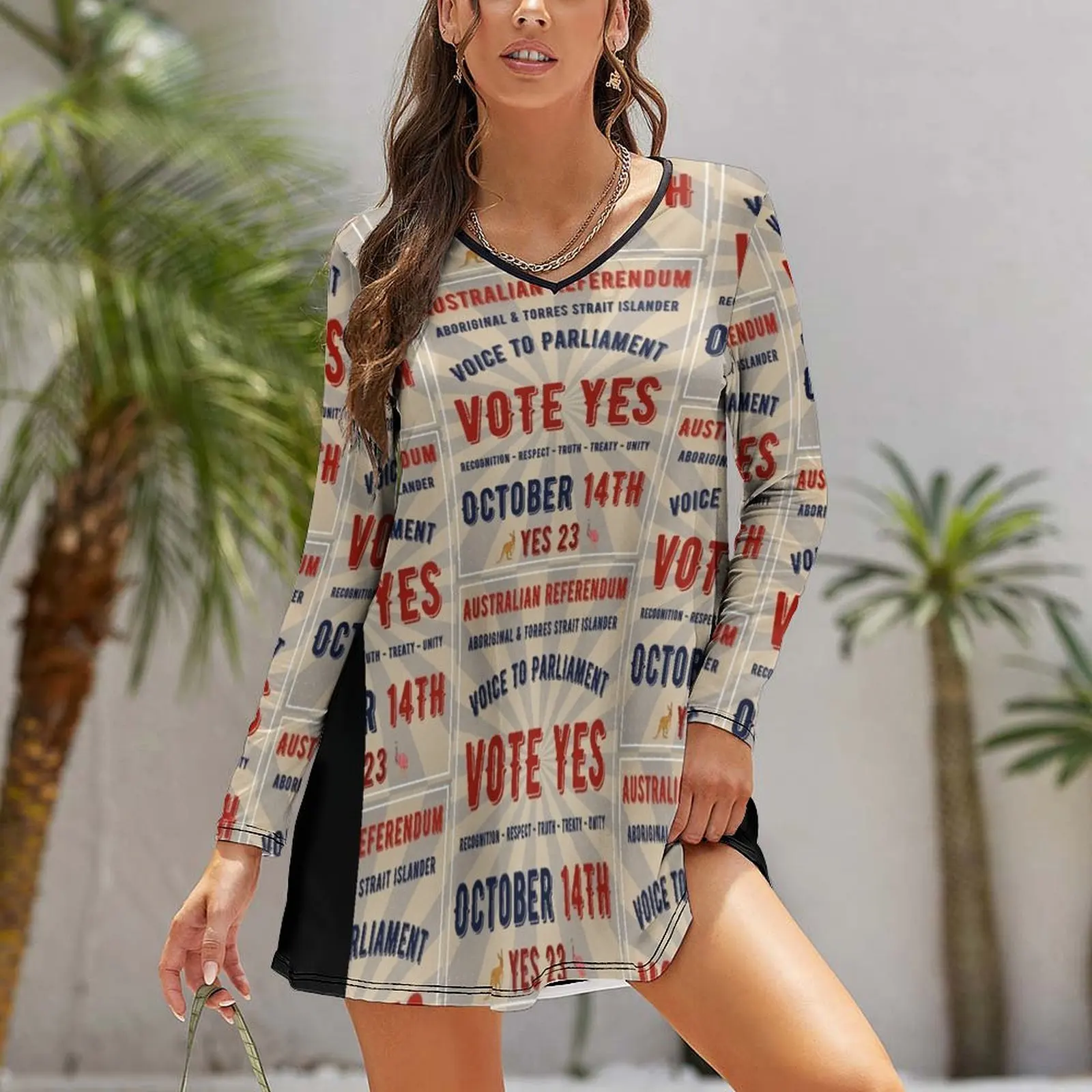 Vote Yes - Voice Referendum - October 14 Long Sleeved Loose Dress prom clothes evening dress women