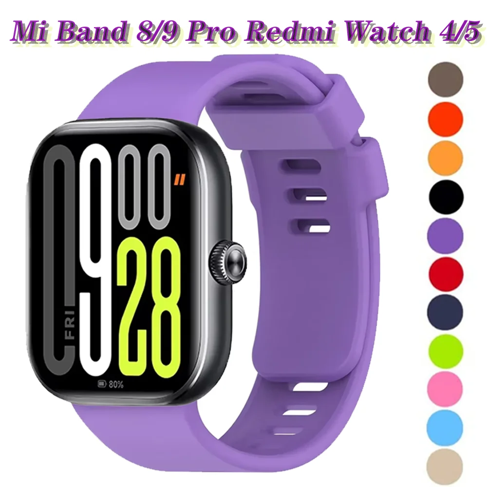 Soft Silicone Strap for Xiaomi Mi Band 8 Pro 9 Pro Sport Comfortable Band for Redmi Watch 4 5 Correa Bracelet  Accessories Belt