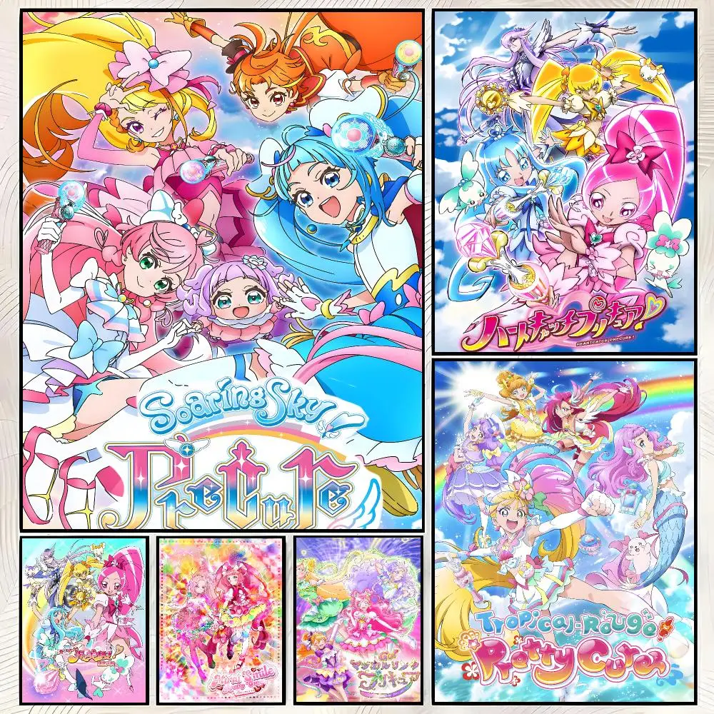 Anime P-Pretty Cure Poster Trendy HD PP Paper Waterproof Wall Art Print for Bedroom Living Room Decor
