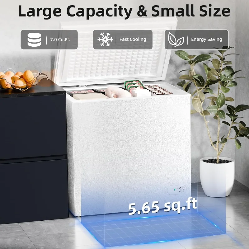Antarctic Star 7.0 Cu.ft Chest Freezer 6.8℉to -4℉with Removable Basket Free Standing Top open Door Compact Freezer