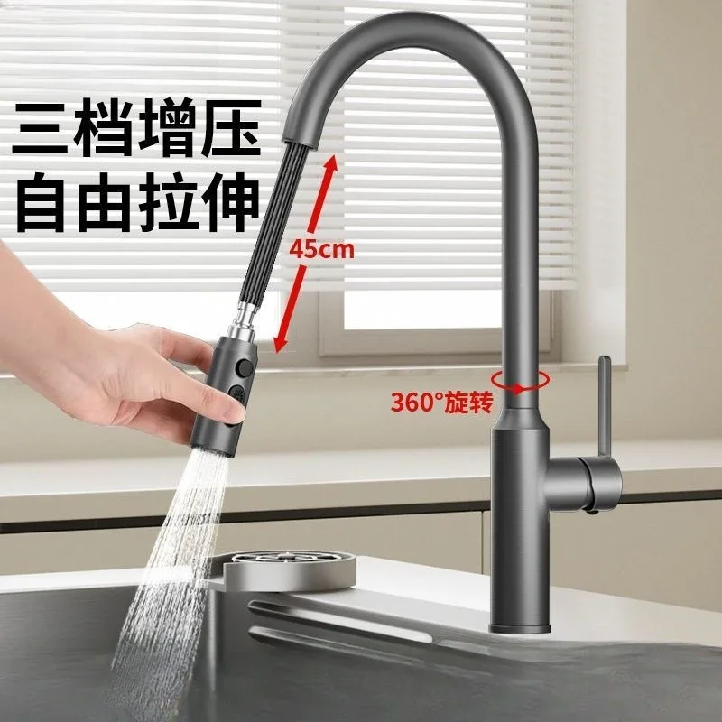 Pull-out faucet, hot and cold universal, rotating sink faucet
