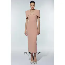 YUNLAN Luxury Vietnamese Khaki Mom Dress Cape Sleeve Crepe Midi Evening Dress 2024 Dubai Wedding Guest Formal V-neck Party Dress