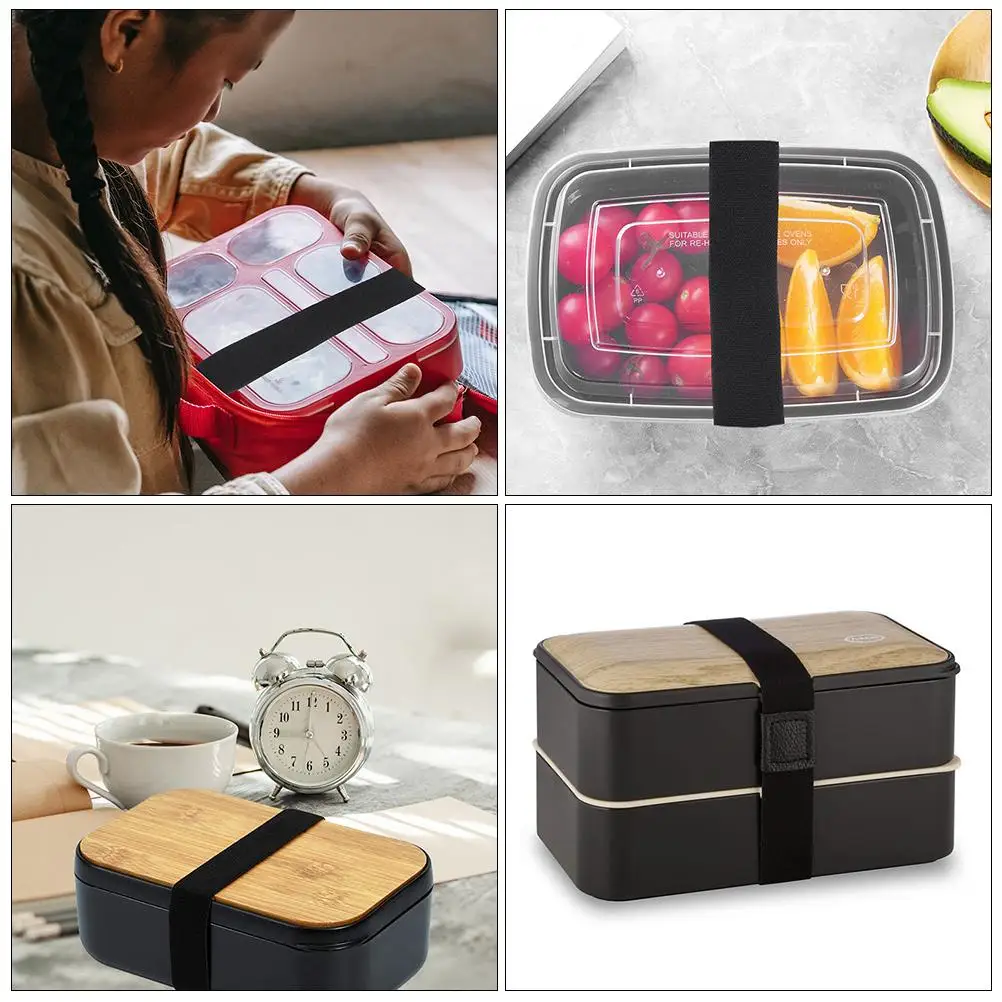 5 Pcs Lunch Box Strap Double Layer Lunchbox Band Travel Bento Rope Accessories Elastic Boxes