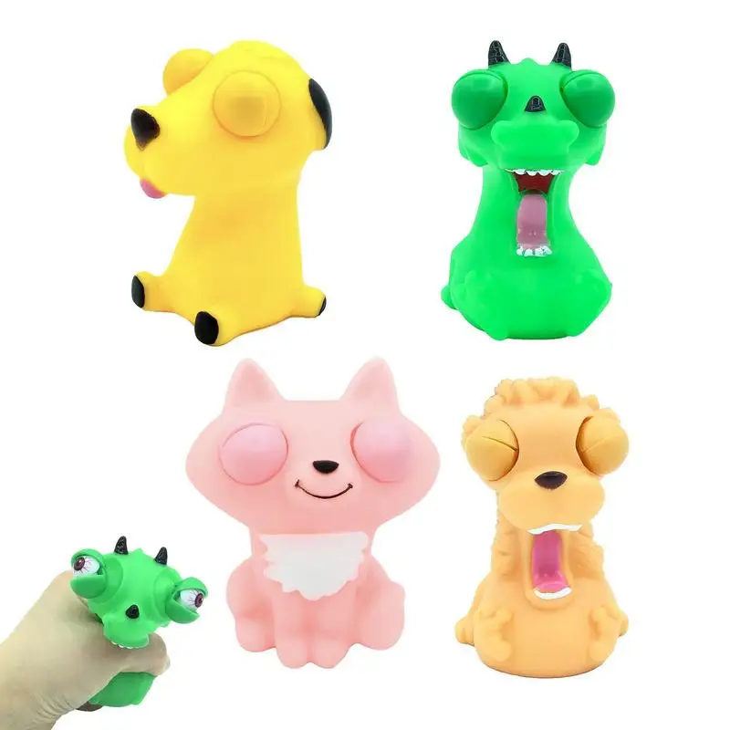 

Eye Popping Squeeze Toy 4pcs Creative Pop Out Eyes Squeeze Toy Squeezy Animals Funny Squeeze Stress Ball Toy For Goodie Bag