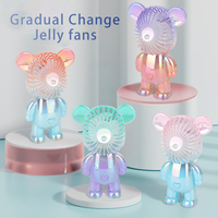 2024 Handheld Mini Charging Handheld Fan Large Air Volume Silent Gradual Change Bear Jelly Colorful Fan Desktop Fans