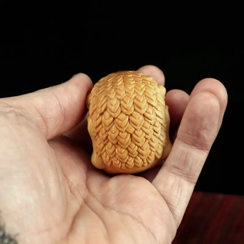 The Boxwood Carving Does Not Move The Ming King's Hand Handle Plate To Play with Color-changing Coated Buddha Head Men's