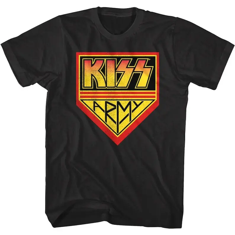 

Kiss Band Men's Shirt Army Fan Club Logo 70's Heavy Metal Merch Tees