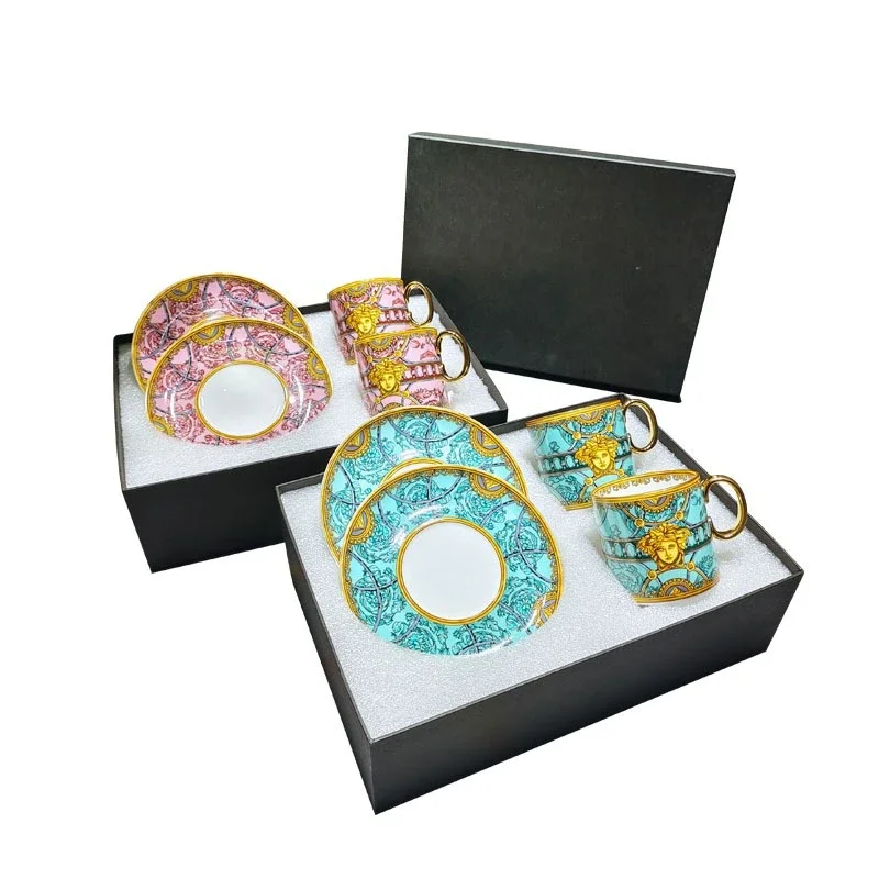 Teetasse, Kaffeetasse, Untertasse, Paar-Tasse, Tide Brand Set, Golden Head, kreative personalisierte Geschenkbox