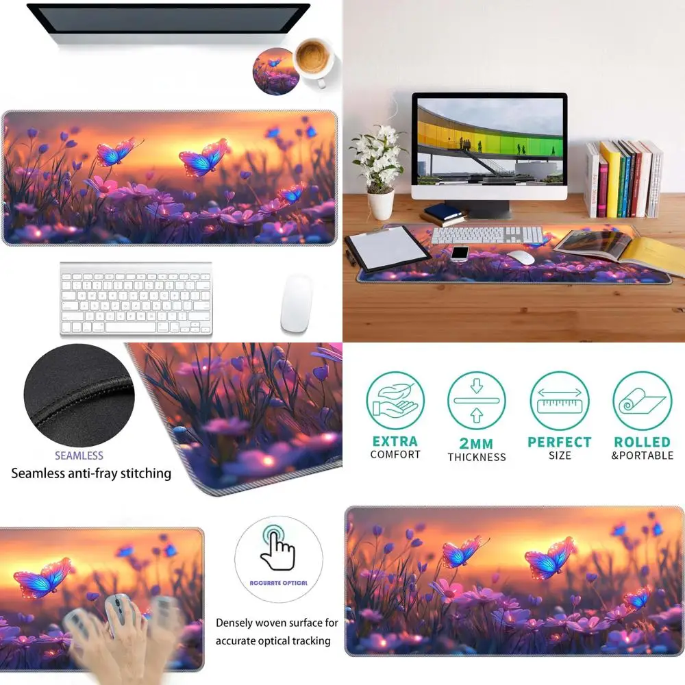 

Large Desk Gaming Mouse Pad, 31.5 x 11.8 Extended XL Size, Anti-Slip Rubber Base, Stitched Edges, Writing Pad