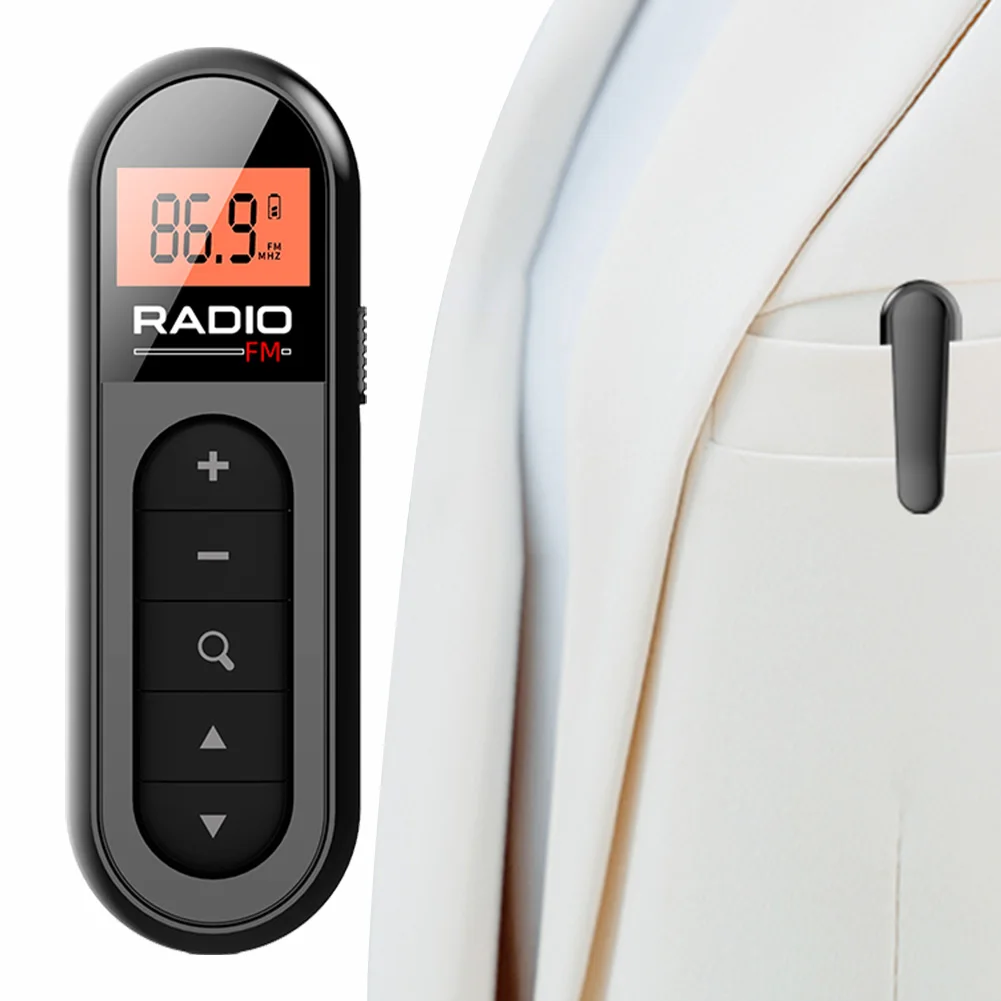 

Mini Pocket FM Radio Rechargeable Walkman Radio with Backlight LCD Display 3.5mm Headphone Jack for Meeting Sports Tourist Guide