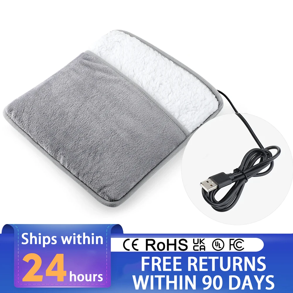 

Электрическая грелка для ног, зарядка через USB, грелка с постоянной температурой для тела, теплый обогреватель для ног, мягкий плюшевый моющийся коврик для согрева ног