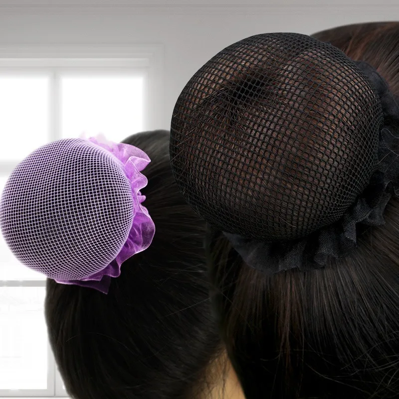 Colorful Hair Net Girl Adjustable Elastic Pleated Lacework Ballet Skating Ponytail Holder Mesh Dance Hairband Headwear Accessory