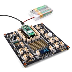 DeskPi PicoMate Expansion Board for Raspberry Pi Pico and Pico W with Pre-soldered Pin Headers AA Battery Holder