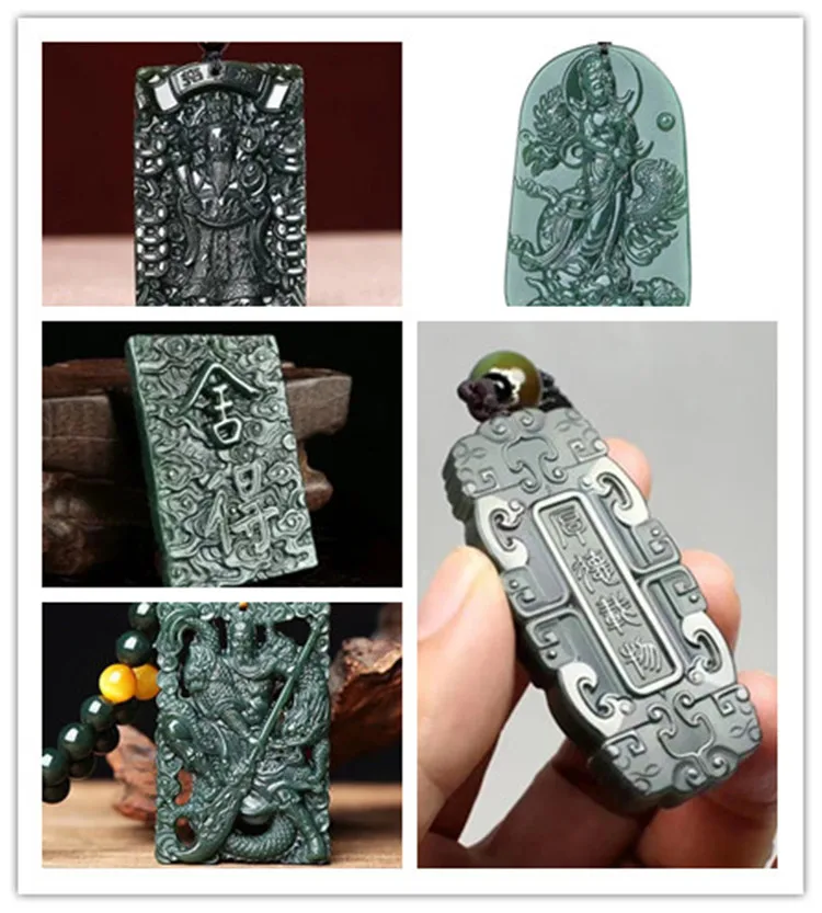 

Натуральный высококачественный кулон Hetian Qingyulong бренда God Wealth and Peace Guanyin, знак процветания мира, нефритовый кулон на шею, мир