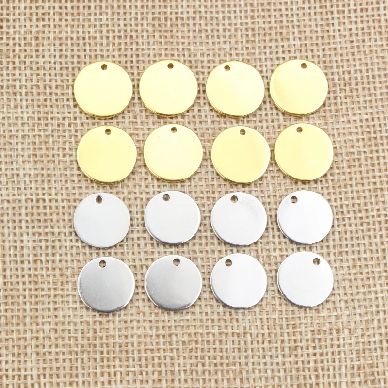 6 8 10 12 15 18 20 25mm Charms 316 Stainless Steel Gold Plated Round One Hole Charm DIY Necklace Pendant Jewelry Finding