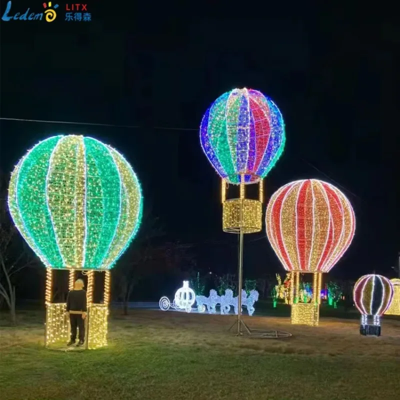 Duży, trójwymiarowy motyw świetlny - balon na ogrzane powietrze do dekoracji świątecznych i halloweenowych, do domu, na krajobraz, na wesele - klasyfikacja IP65