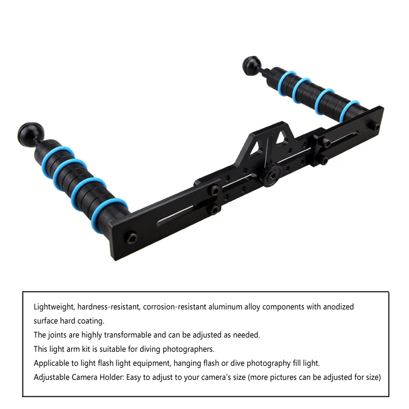 Imagem -03 - Dual Handle Alumínio Bandeja Estabilizador Rig Subaquática Câmera Habitação Case Fill Flashlight Mount