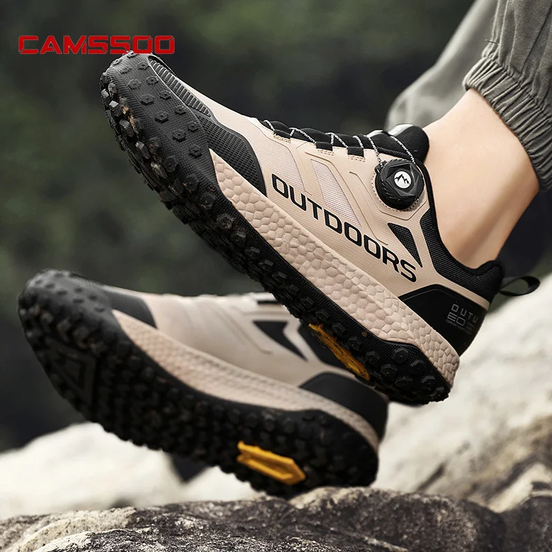 camssoo-男性と女性のための通気性のあるメッシュハイキングシューズアウトドアクライミングスニーカートレッキングブーツ山の足首の長さ
