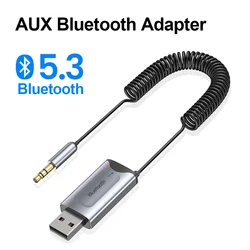 Bluetooth 5.3 Audio Adapter Wireless Car AUX Bluetooth Receiver USB to 3.5mm Jack TF Card Handsfree Adapdator for Car Speaker