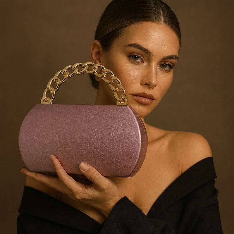 Luxury Gold Metal Buckle Box Clutch Fashion Women's Evening Bag Party Banquet CrossbodyBag Half Moon Wedding Purses Party Tote view 6