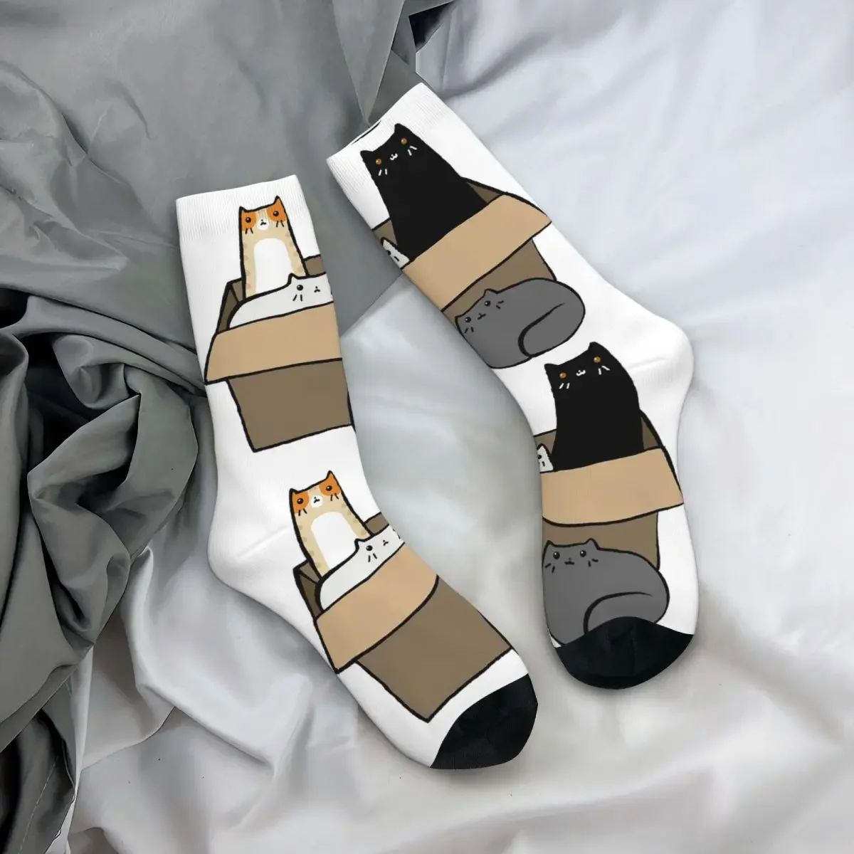 

Носки All Seasons Crew Stockings с изображением кошек в коробке, длинные носки в стиле хип-хоп для мужчин и женщин, подарки на День святого Валентина